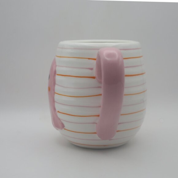 Lang Halloween Pink Ghost With Stripes Ceramic 16oz Mug: Pink, Orange and White - Picture 4 of 9